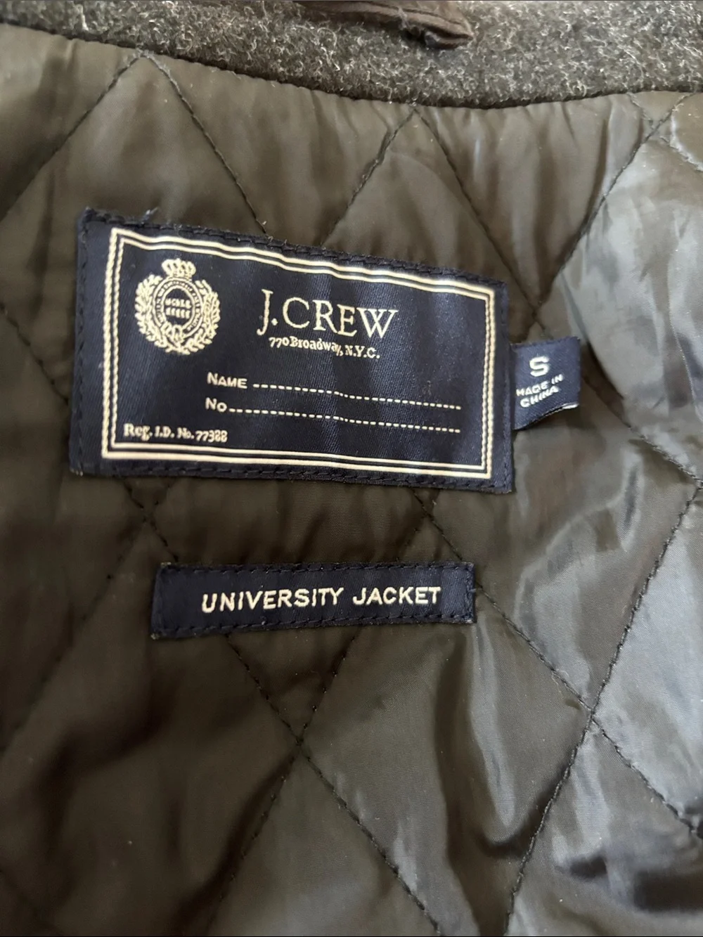 J. Crew Men’s Dark Charcoal Wool Peacoat
